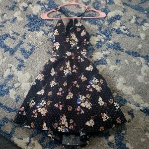 Summer Time Dress Floral Print Dark Blue